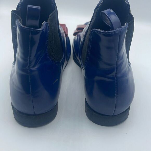 Beau+Ashe Women's Chelsea Boots Slip On Shoes Red Bow Almond Toe Blue Size 7 - Picture 9 of 12